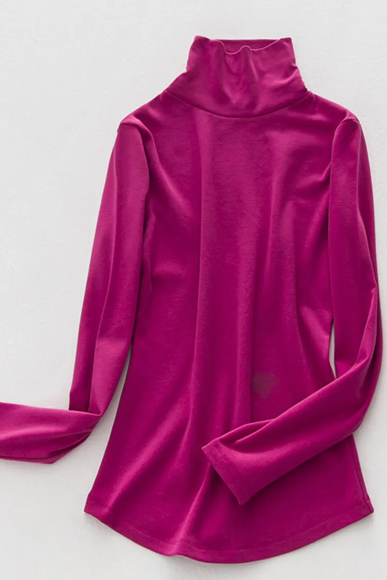2024 Women'S High-Neck Cotton T-Shirt Tops Long Sleeve For Muslim Dresses