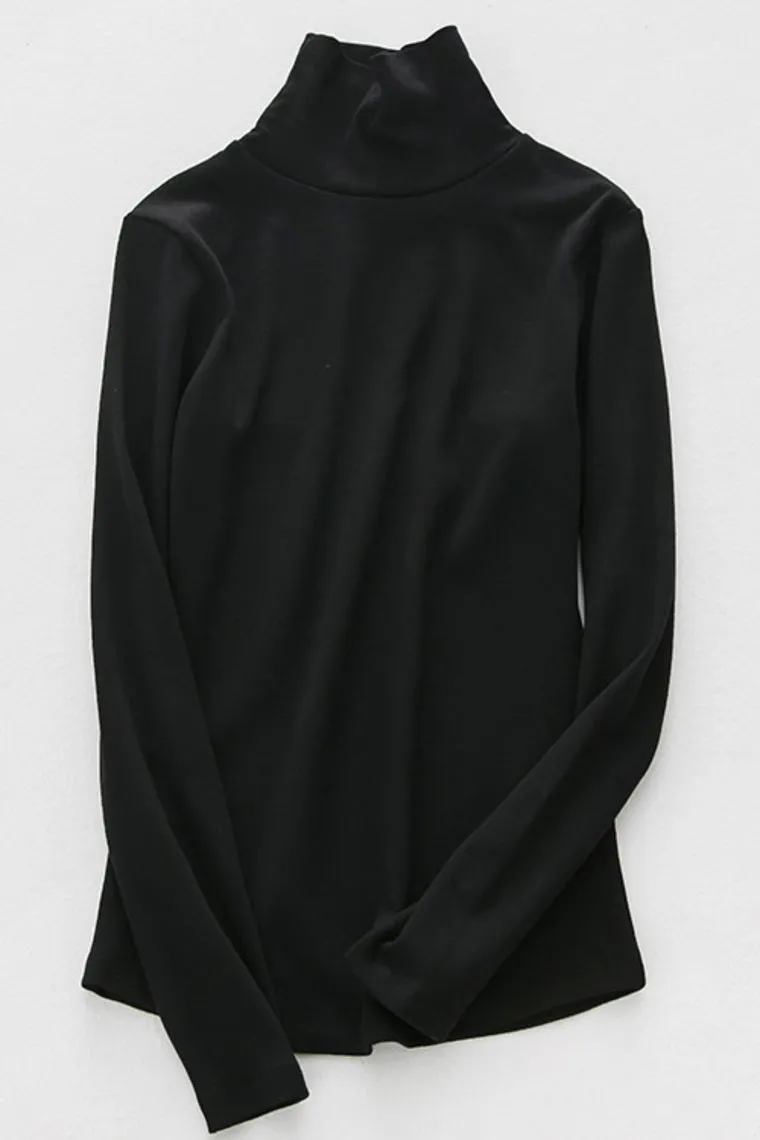 2024 Women'S High-Neck Cotton T-Shirt Tops Long Sleeve For Muslim Dresses