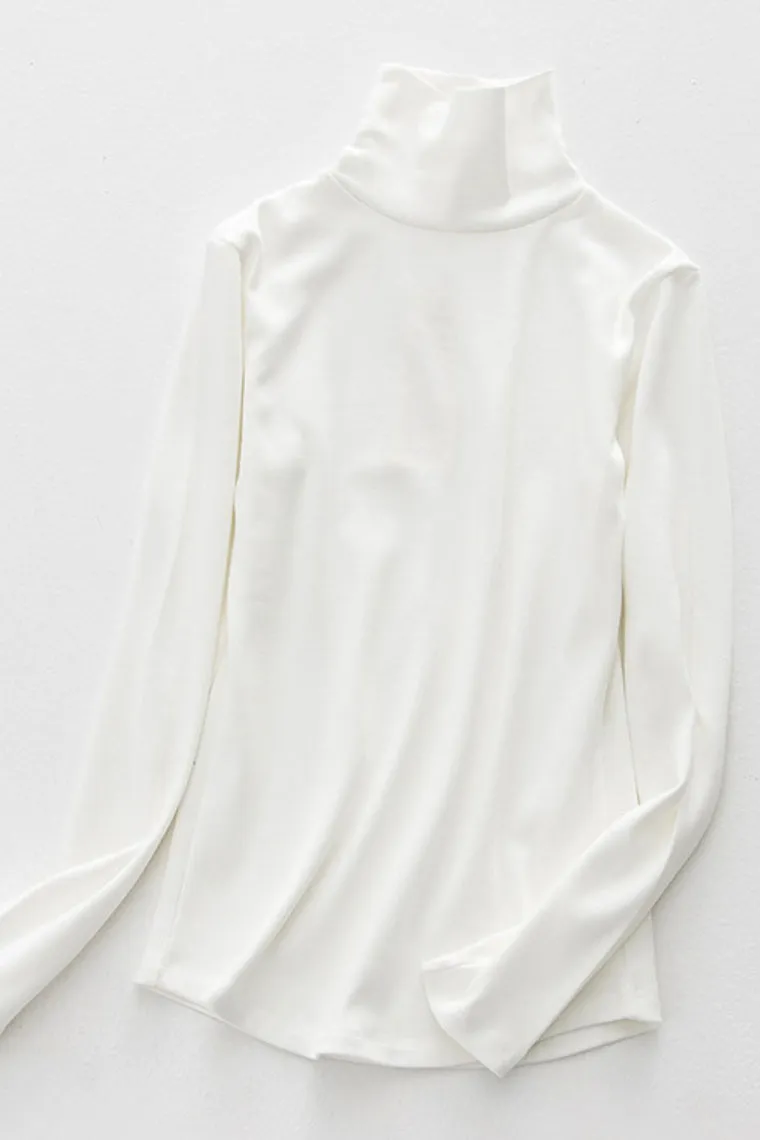2024 Women'S High-Neck Cotton T-Shirt Tops Long Sleeve For Muslim Dresses