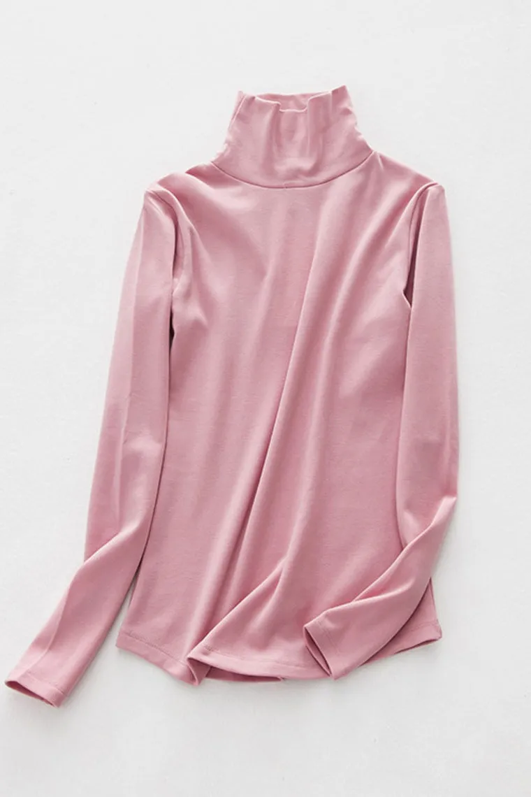 2024 Women'S High-Neck Cotton T-Shirt Tops Long Sleeve For Muslim Dresses