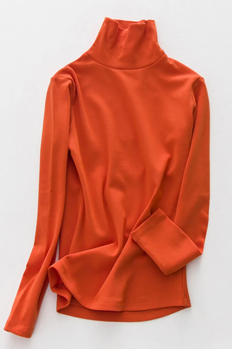 2024 Women'S High-Neck Cotton T-Shirt Tops Long Sleeve For Muslim Dresses