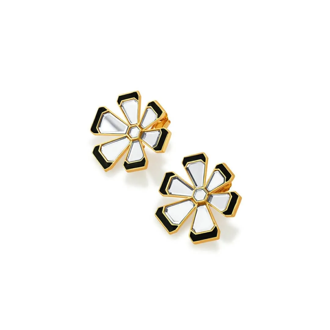 Ayaana Mirror Enamel Floral Stud