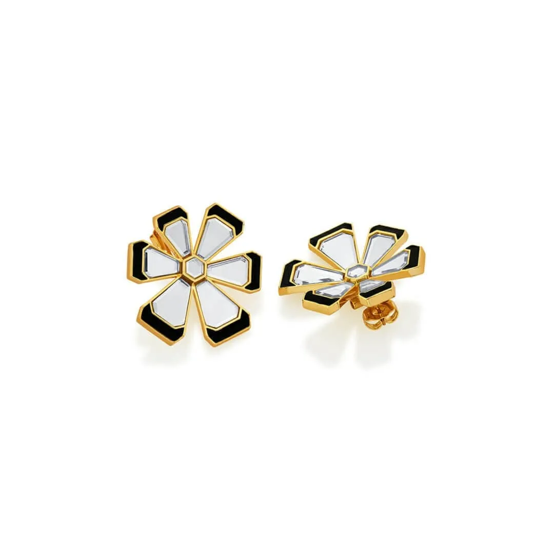 Ayaana Mirror Enamel Floral Stud