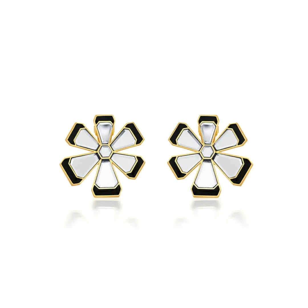 Ayaana Mirror Enamel Floral Stud