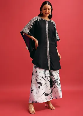Black Gotta Work Kaftaan With Tie-Dye Palazzo
