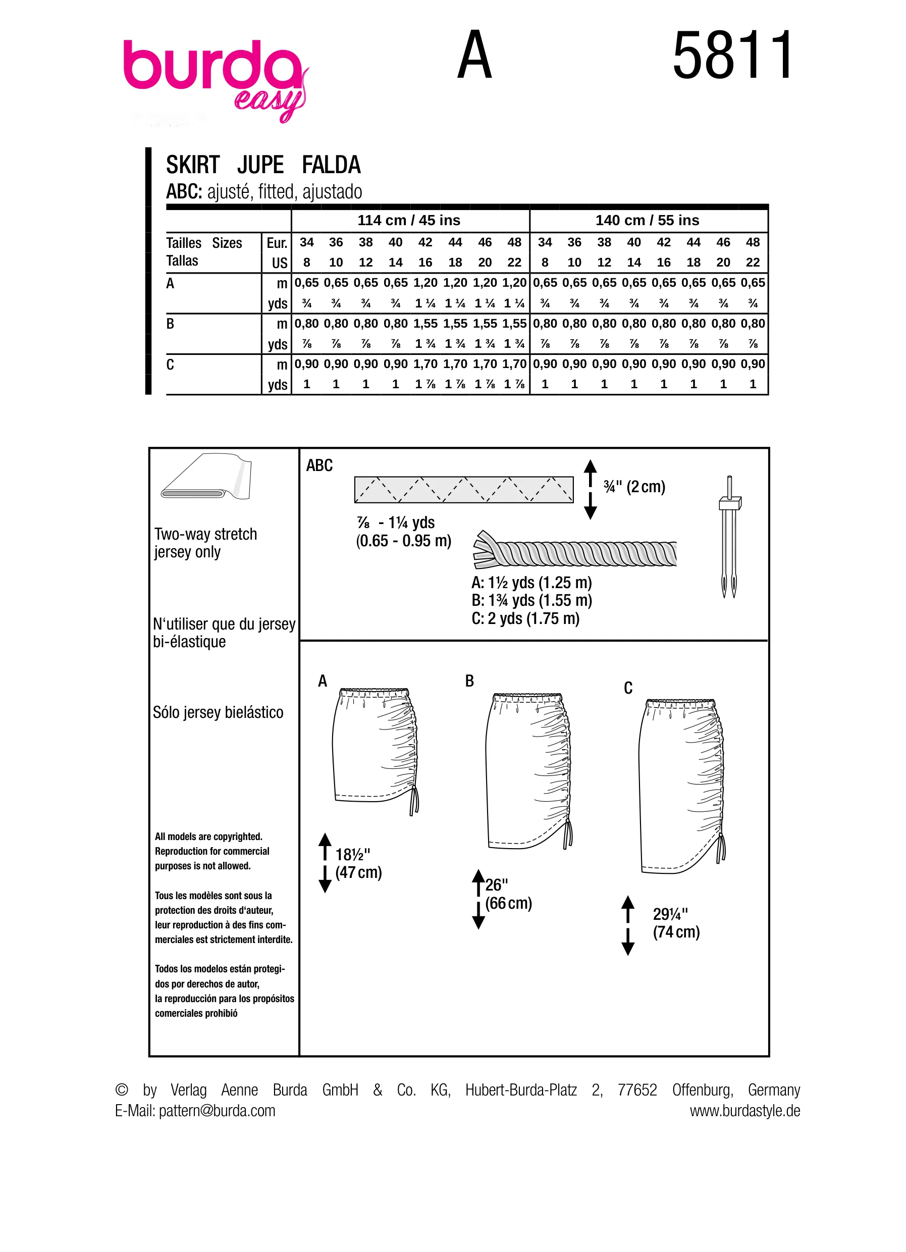 Burda Pattern X05811 Misses' Skirt Pants