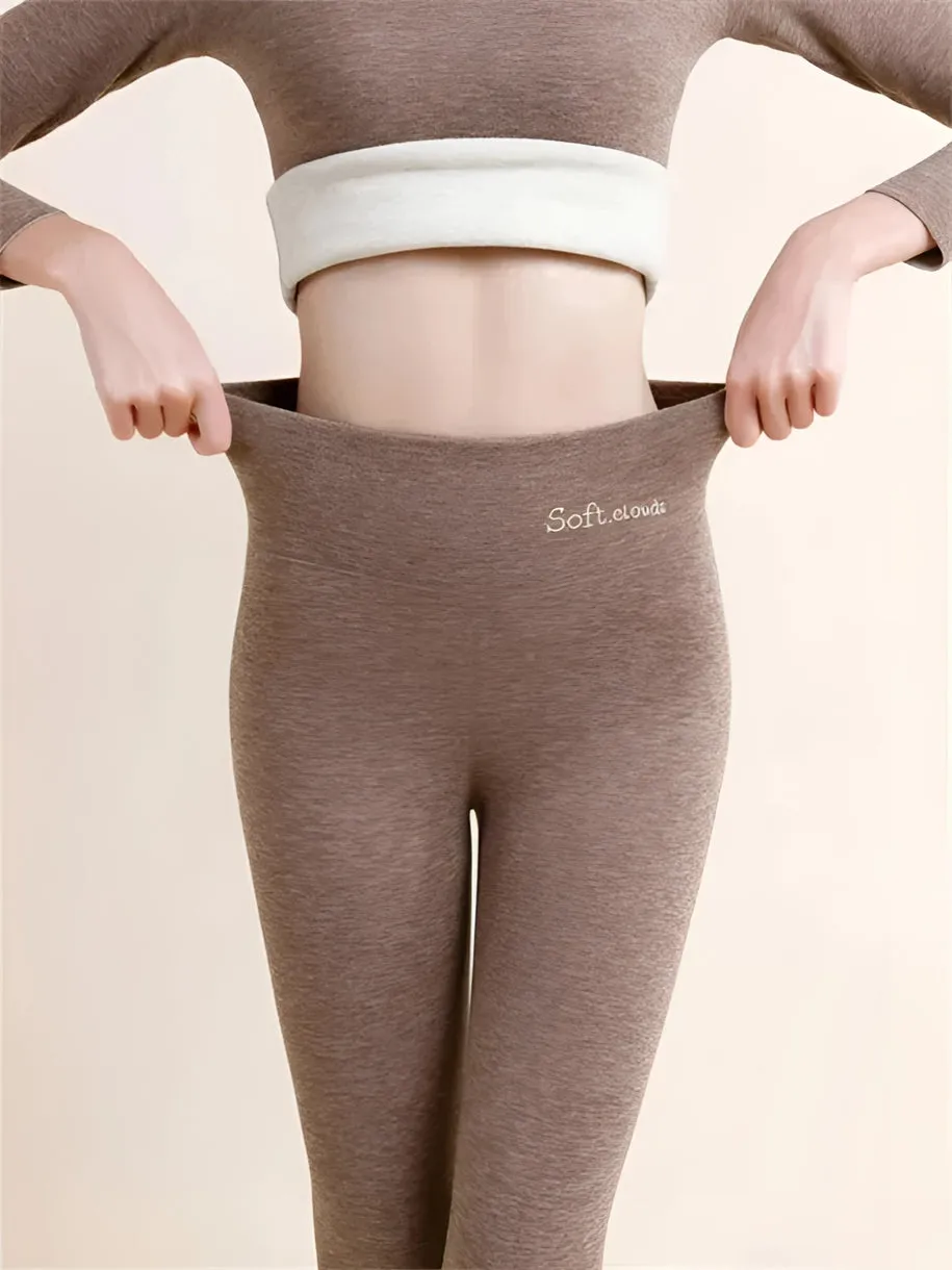 Casual Warm Winter Solid Pants Soft Fleece Leggings
