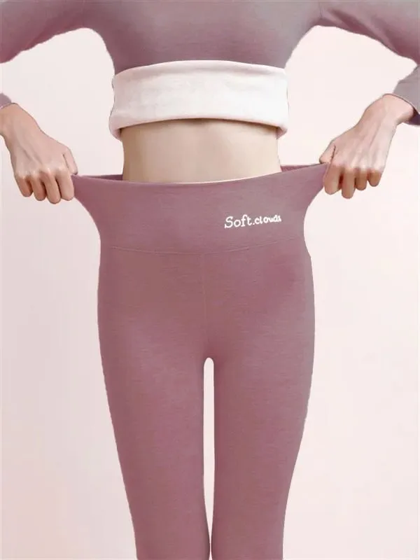Casual Warm Winter Solid Pants Soft Fleece Leggings