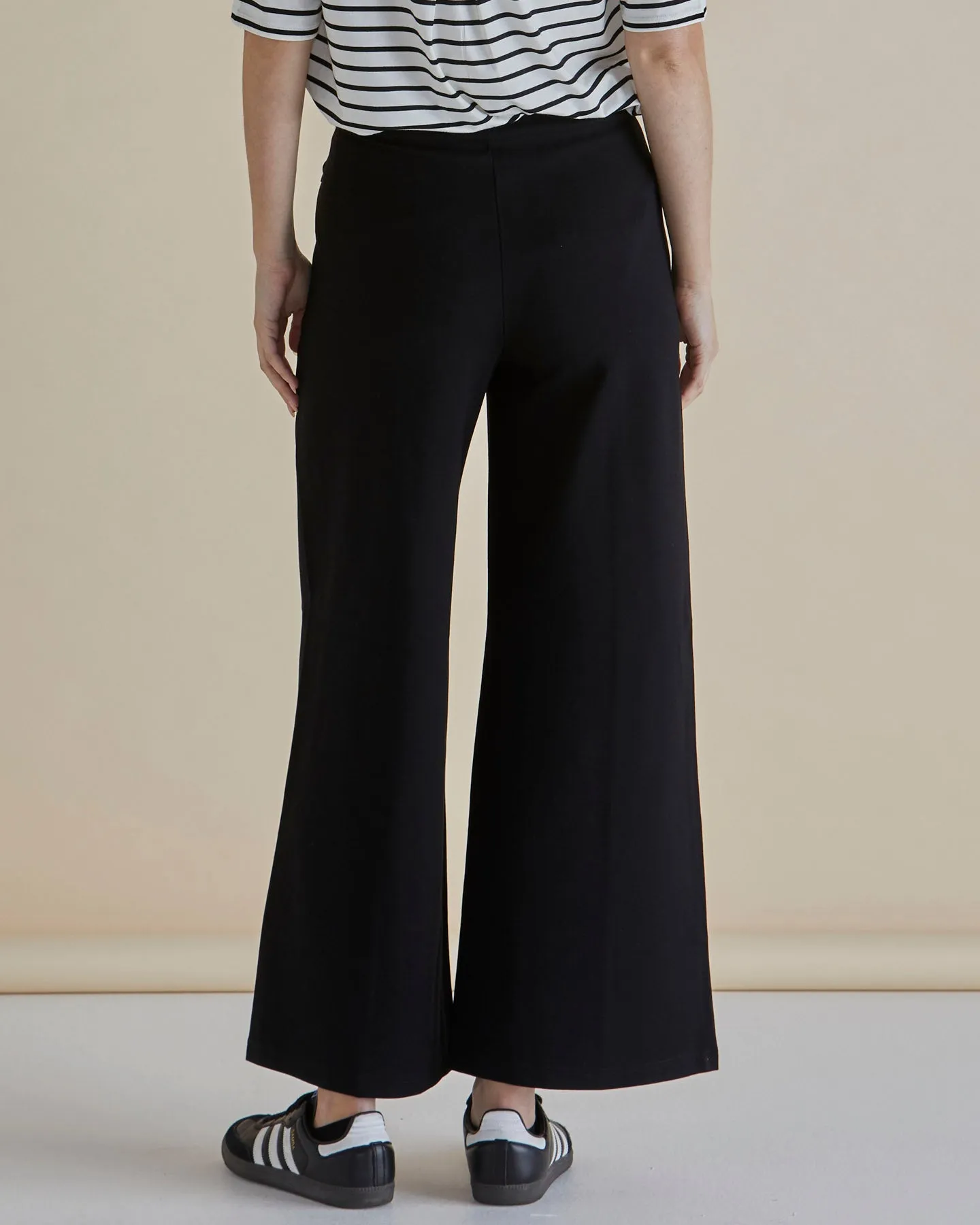 Elodie Wide Leg Ponte Pant - Black