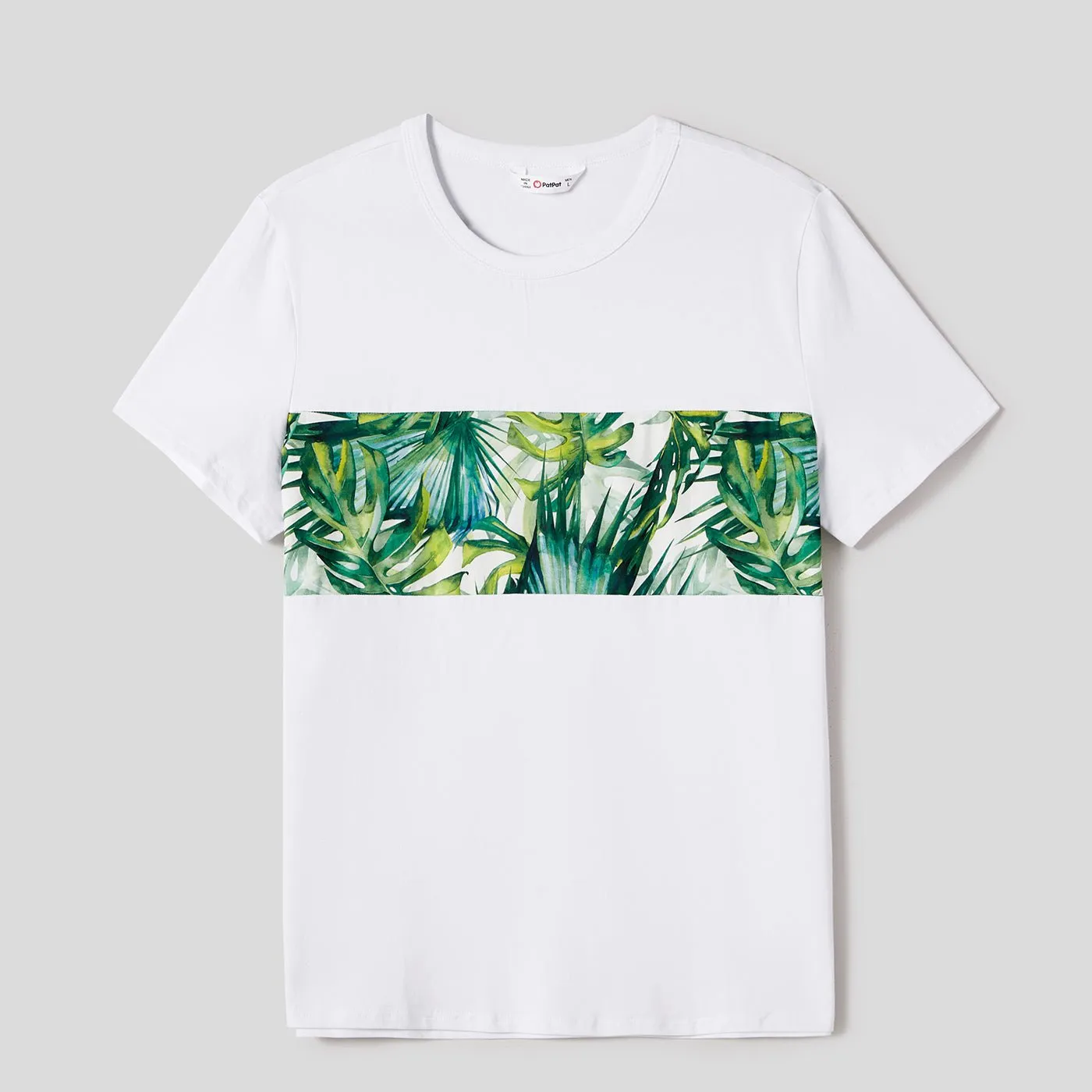 Family Matching Allover Plant Print Belted Tank Dresses and Short-sleeve T-shirts Sets