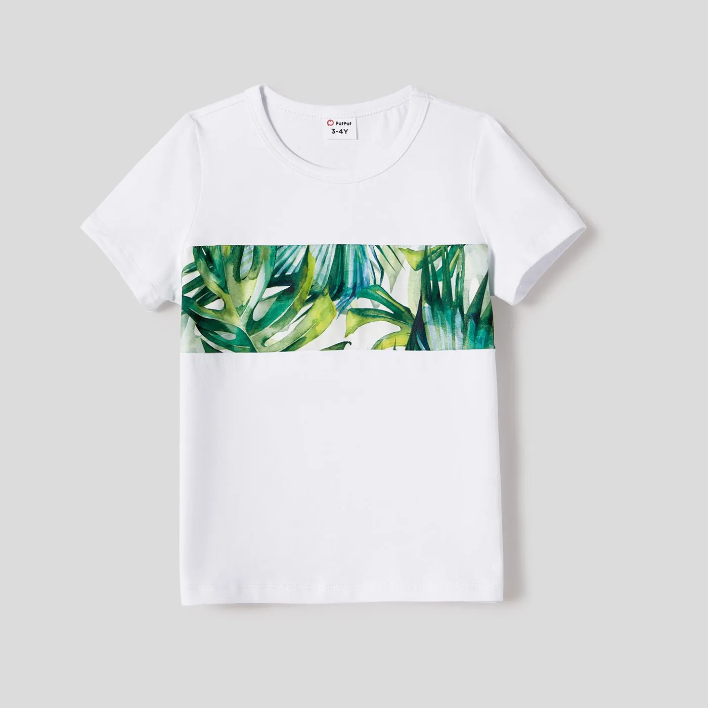 Family Matching Allover Plant Print Belted Tank Dresses and Short-sleeve T-shirts Sets