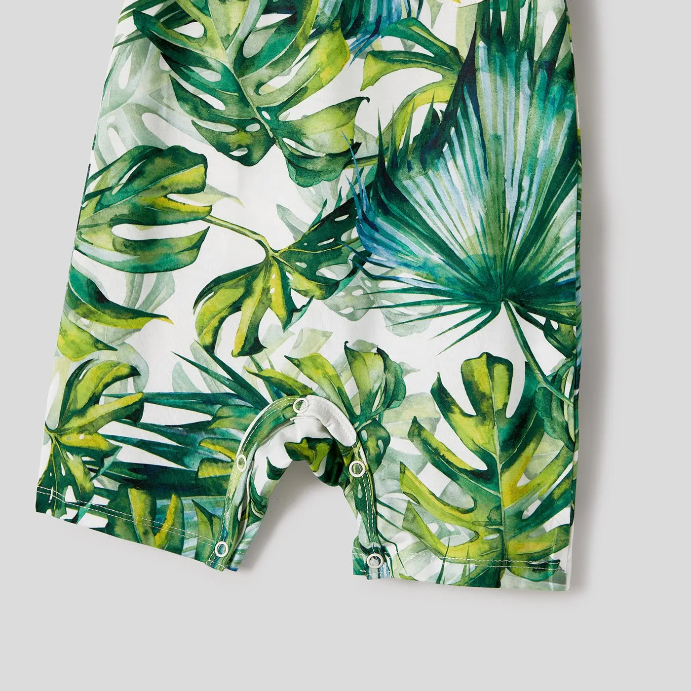 Family Matching Allover Plant Print Belted Tank Dresses and Short-sleeve T-shirts Sets