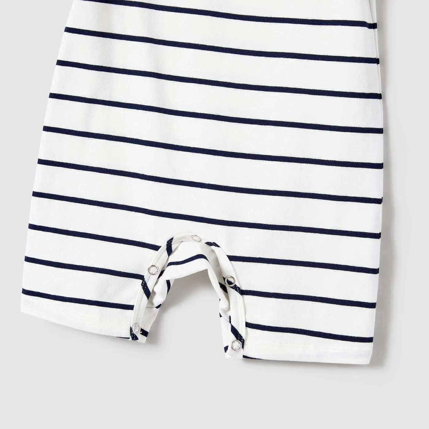 Family Matching Button Decor Tank Dresses and Striped T-shirts Sets