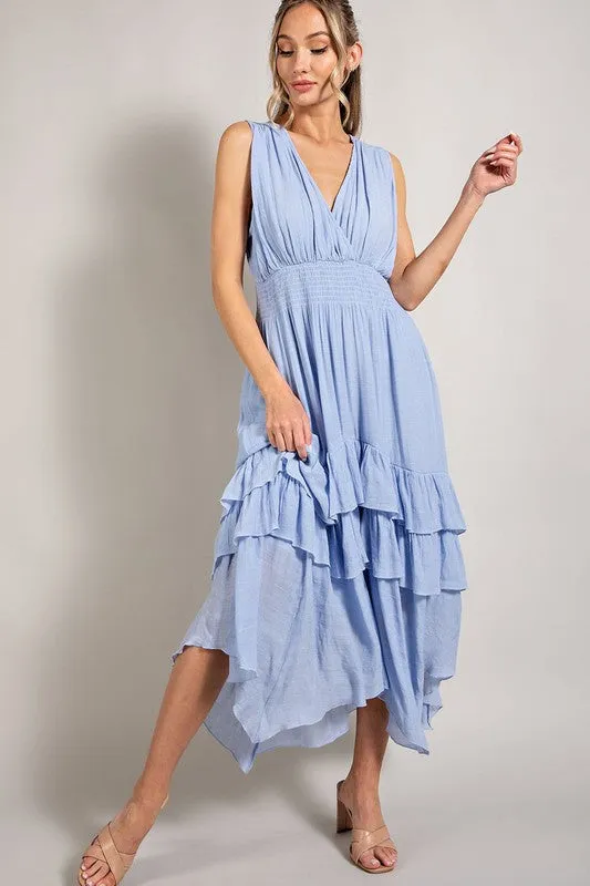 Flirtatious V-Neck Ruffle Maxi Dress