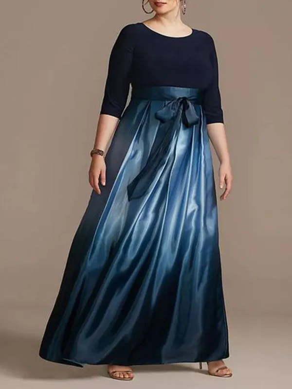 Gradient Pleated Pockets Split-Joint Tied Waist Loose Skirts Bottoms