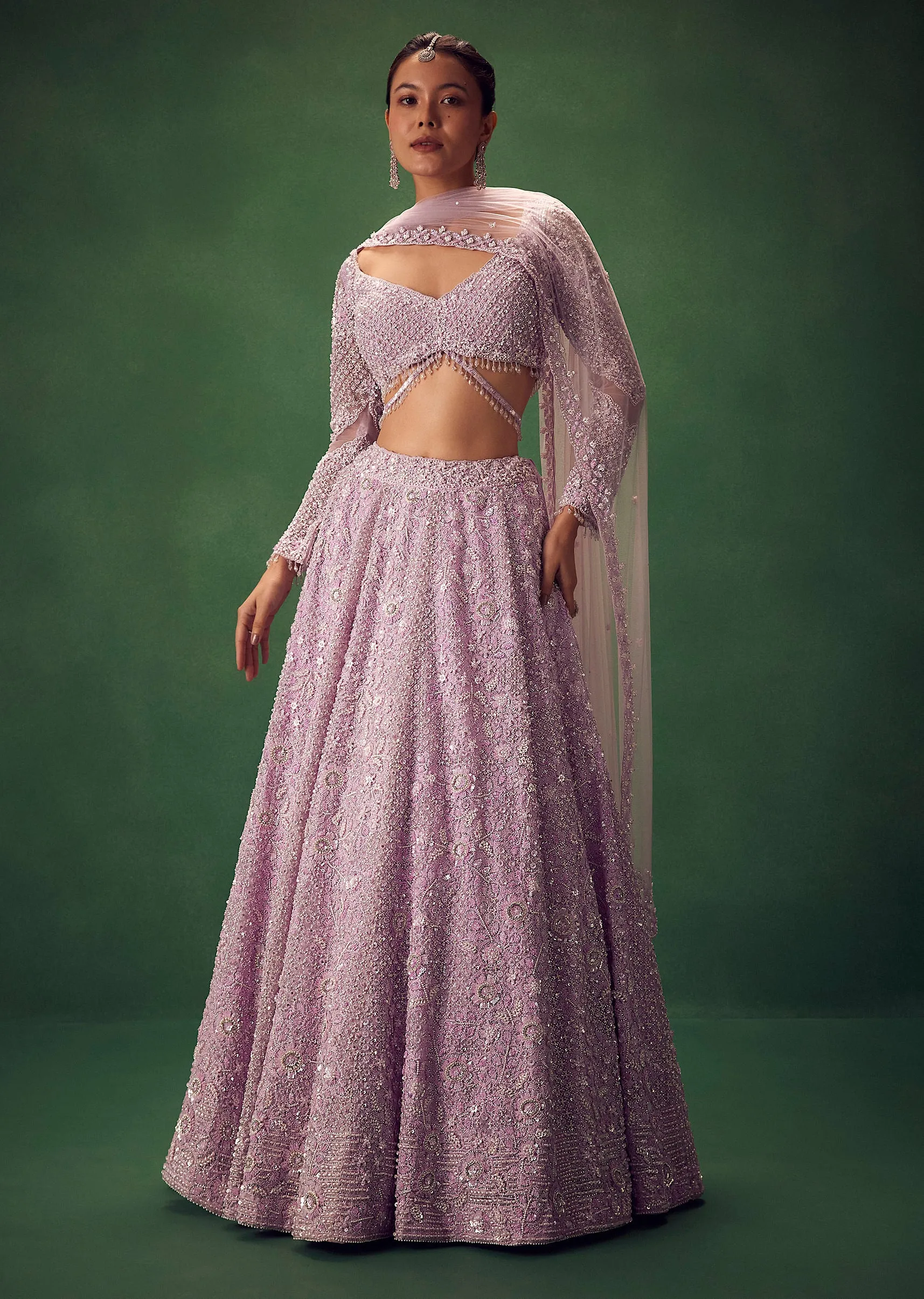 Lavender Sequin Work Lehenga Set