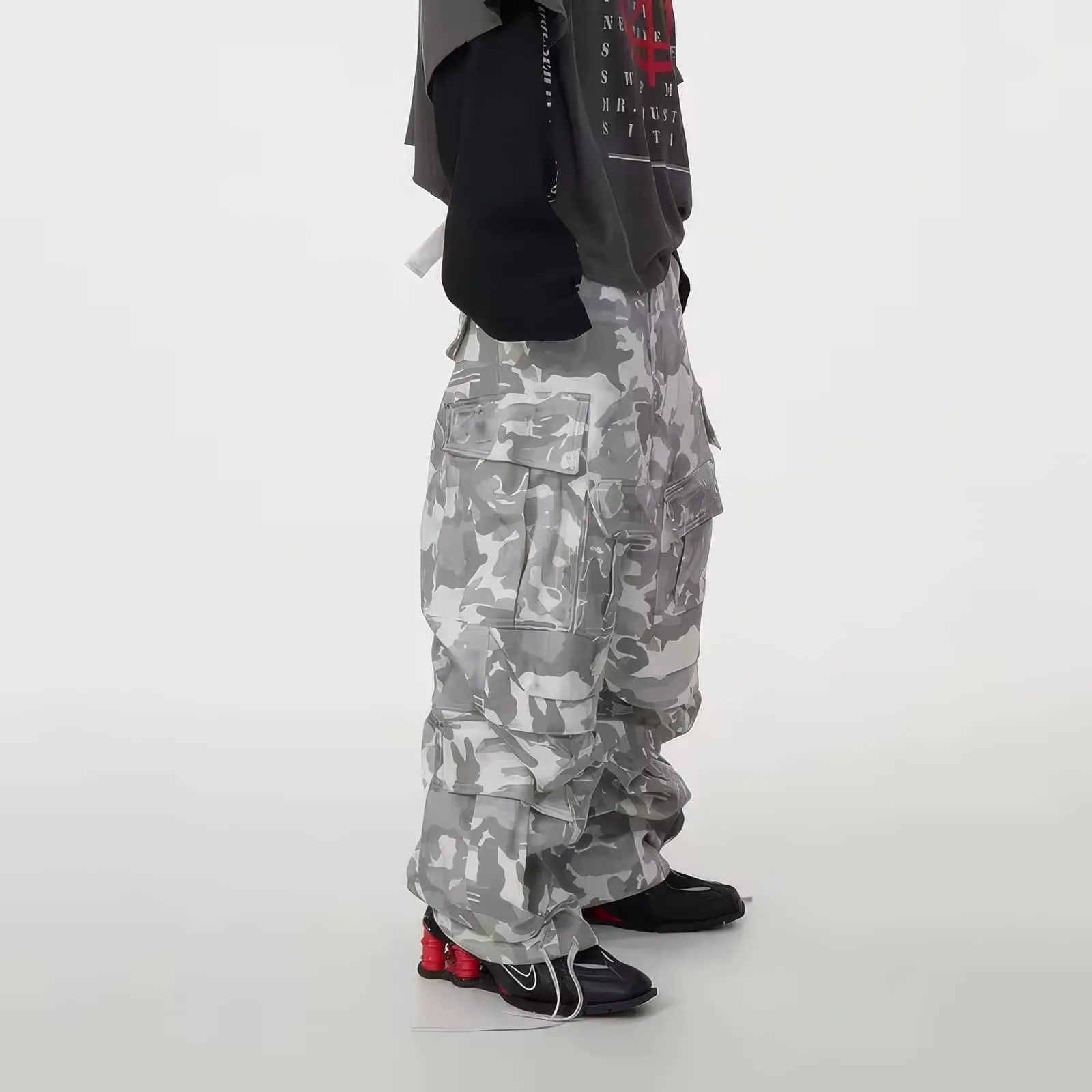 Light Camouflage Wide Leg Baggy Cargo Pants