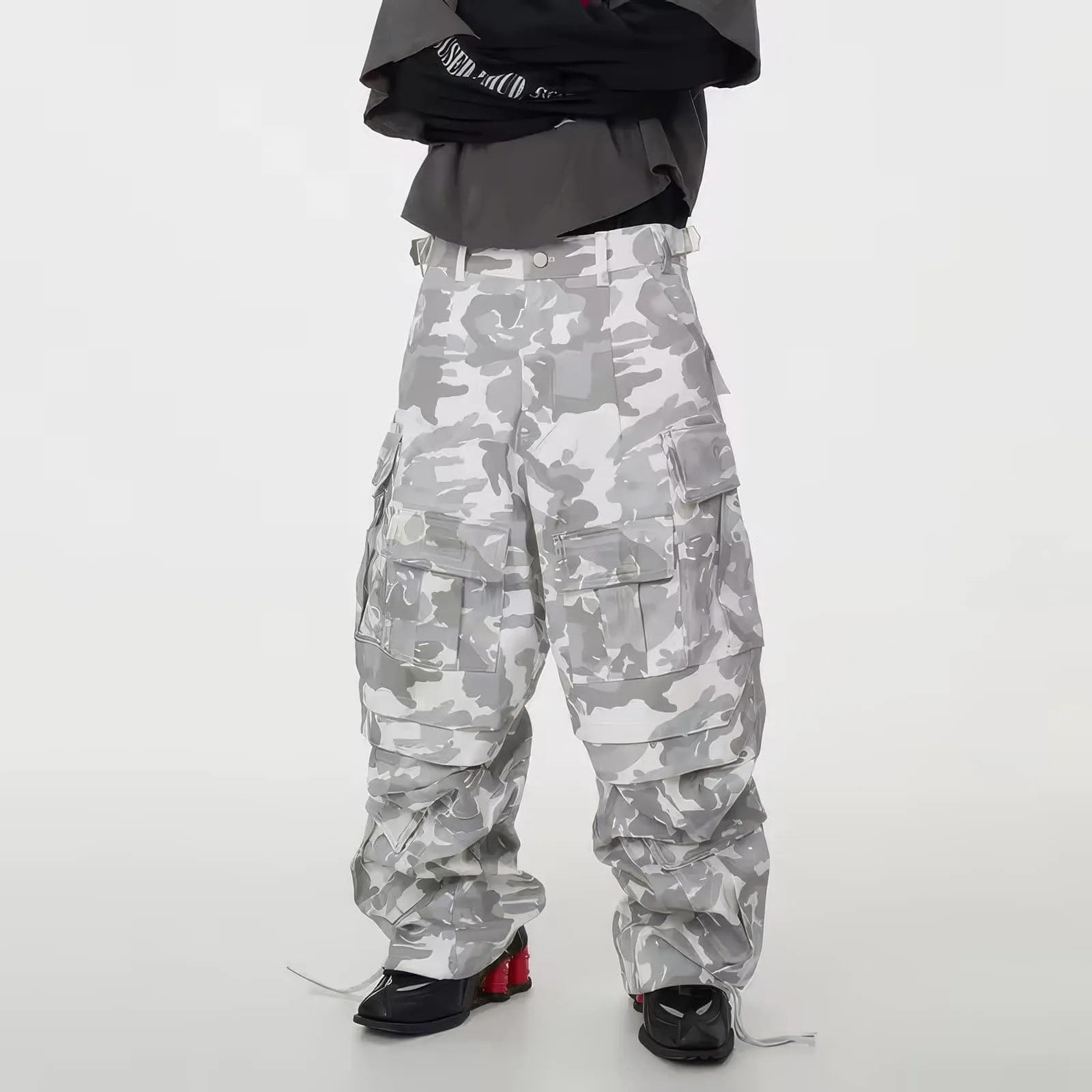 Light Camouflage Wide Leg Baggy Cargo Pants