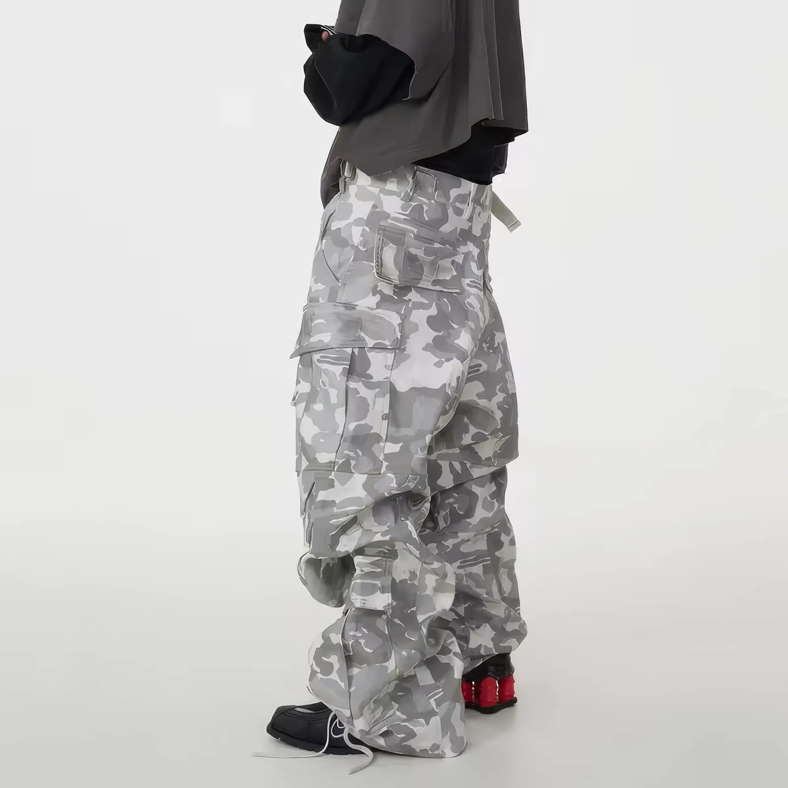 Light Camouflage Wide Leg Baggy Cargo Pants