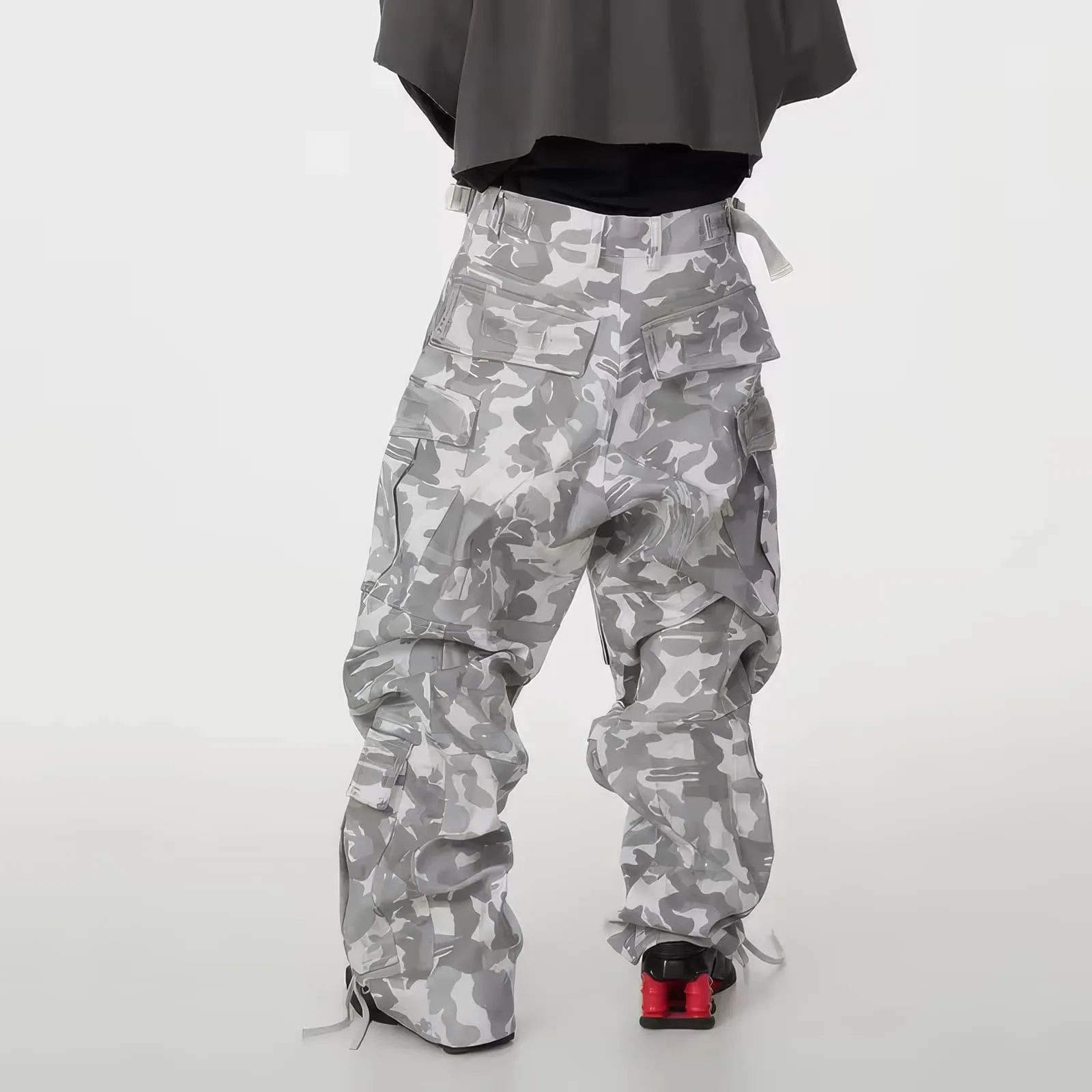 Light Camouflage Wide Leg Baggy Cargo Pants