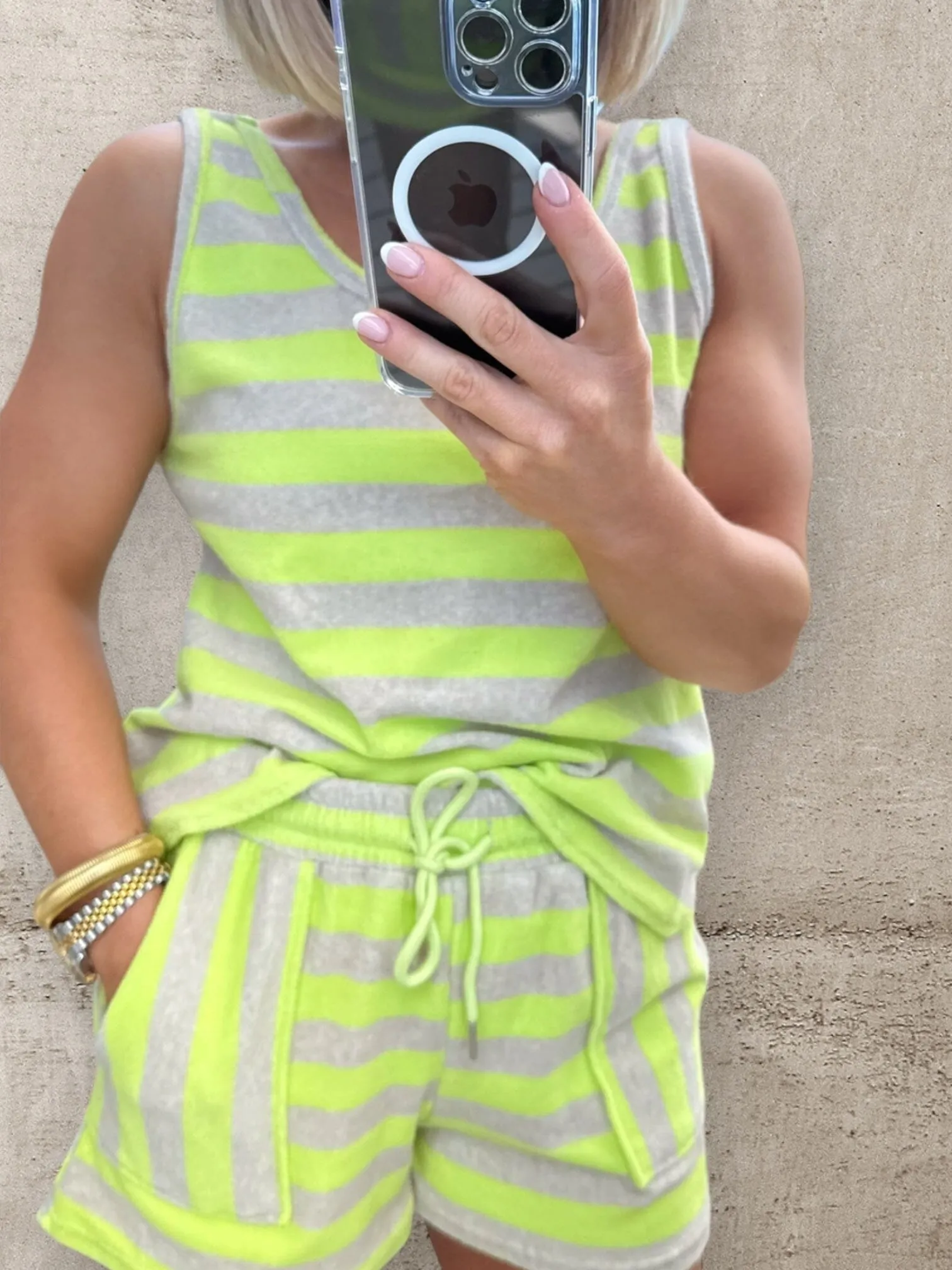 NEON STRIPE TERRYCLOTH CO-ORD