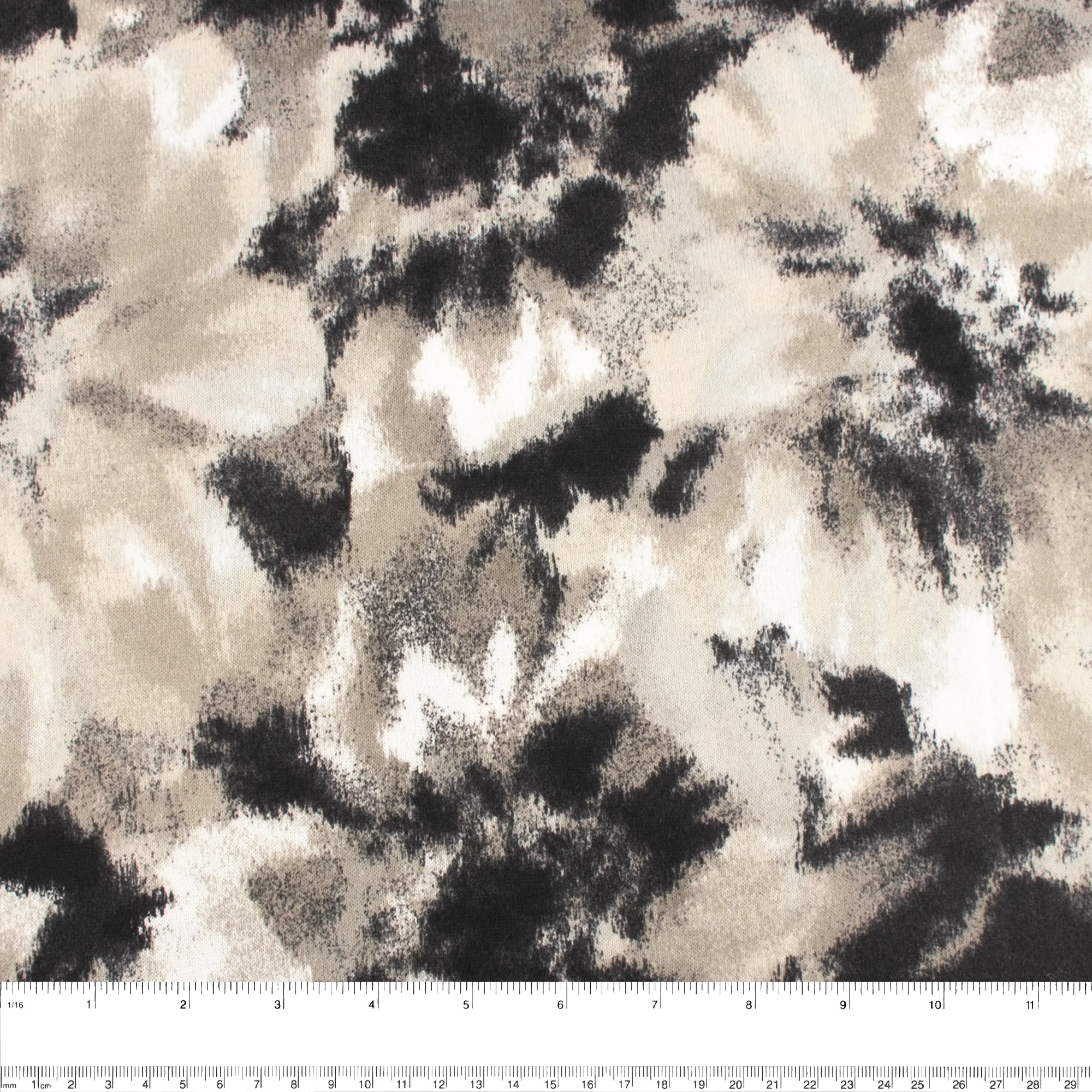 Printed Sweater Knit - HACCI - Abstract flowers - Grey
