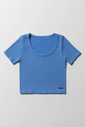 Seamless Short Sleeve T-Shirt Blue