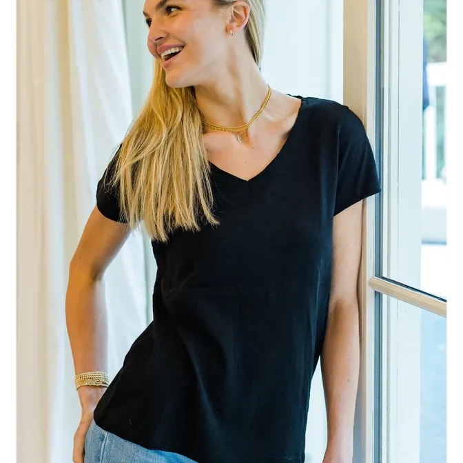 Short Sleeve Messy V Tee