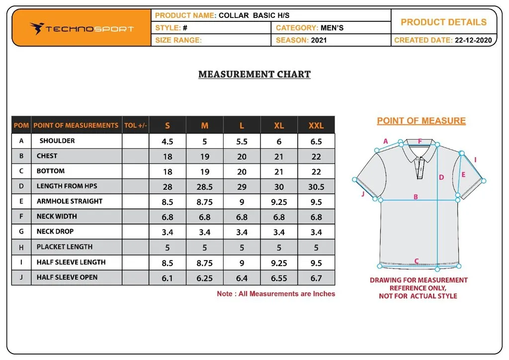TechnoSport Polo Neck Half Sleeve Dry Fit T Shirt for Men OR-11 (Peach)