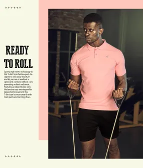 TechnoSport Polo Neck Half Sleeve Dry Fit T Shirt for Men OR-11 (Peach)