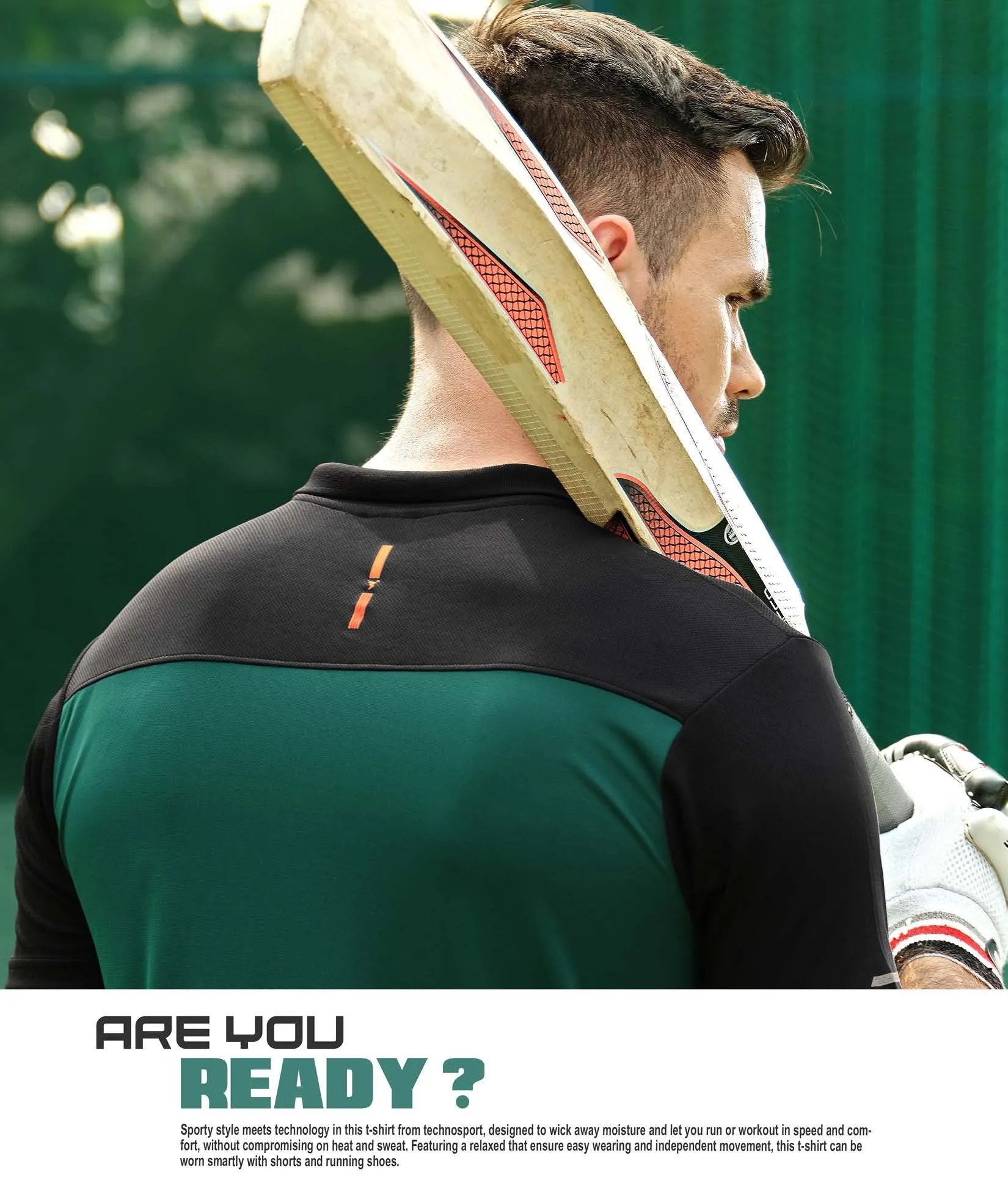 TechnoSport Polo Neck Half Sleeve Dry Fit T Shirt for Men OR-13 (Green)