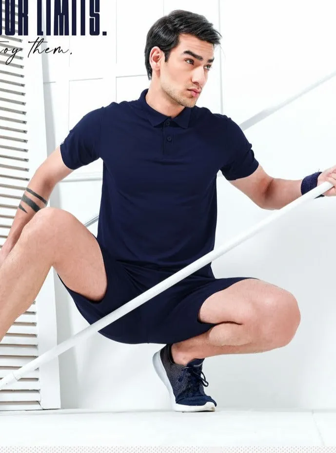 TechnoSport Polo Neck Half Sleeve Dry Fit T Shirt for Men OR-51 (Navy Blue)