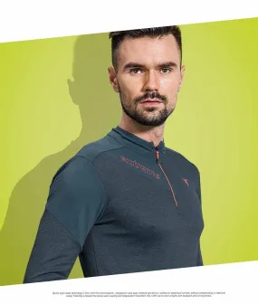 TechnoSport T Neck Full Sleeve Half Zip Dry Fit T-Shirt for Men P-506 (Dark Grey)