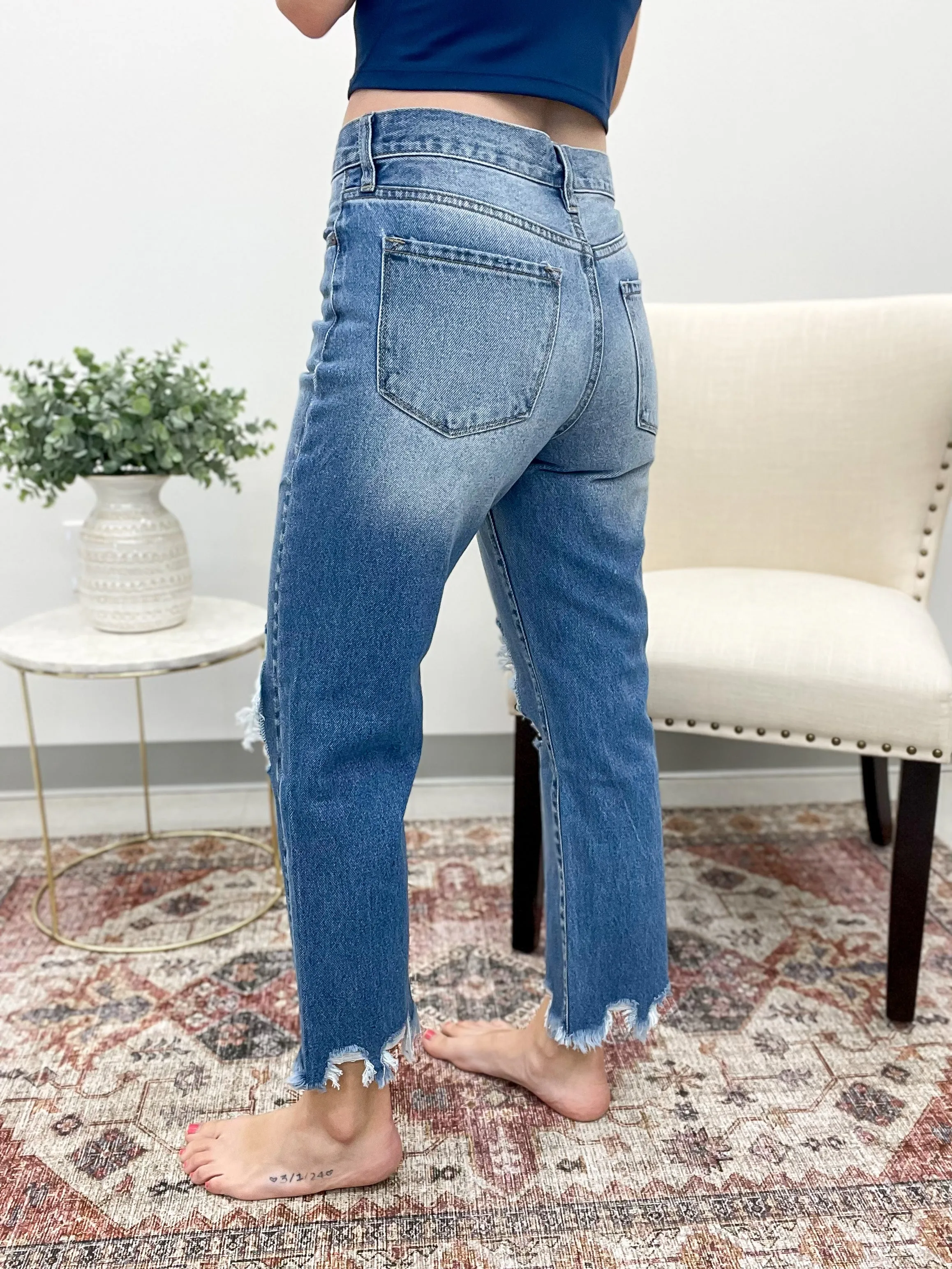 The Ella High Rise Distressed Mom Denim 1, 3, 5, 11