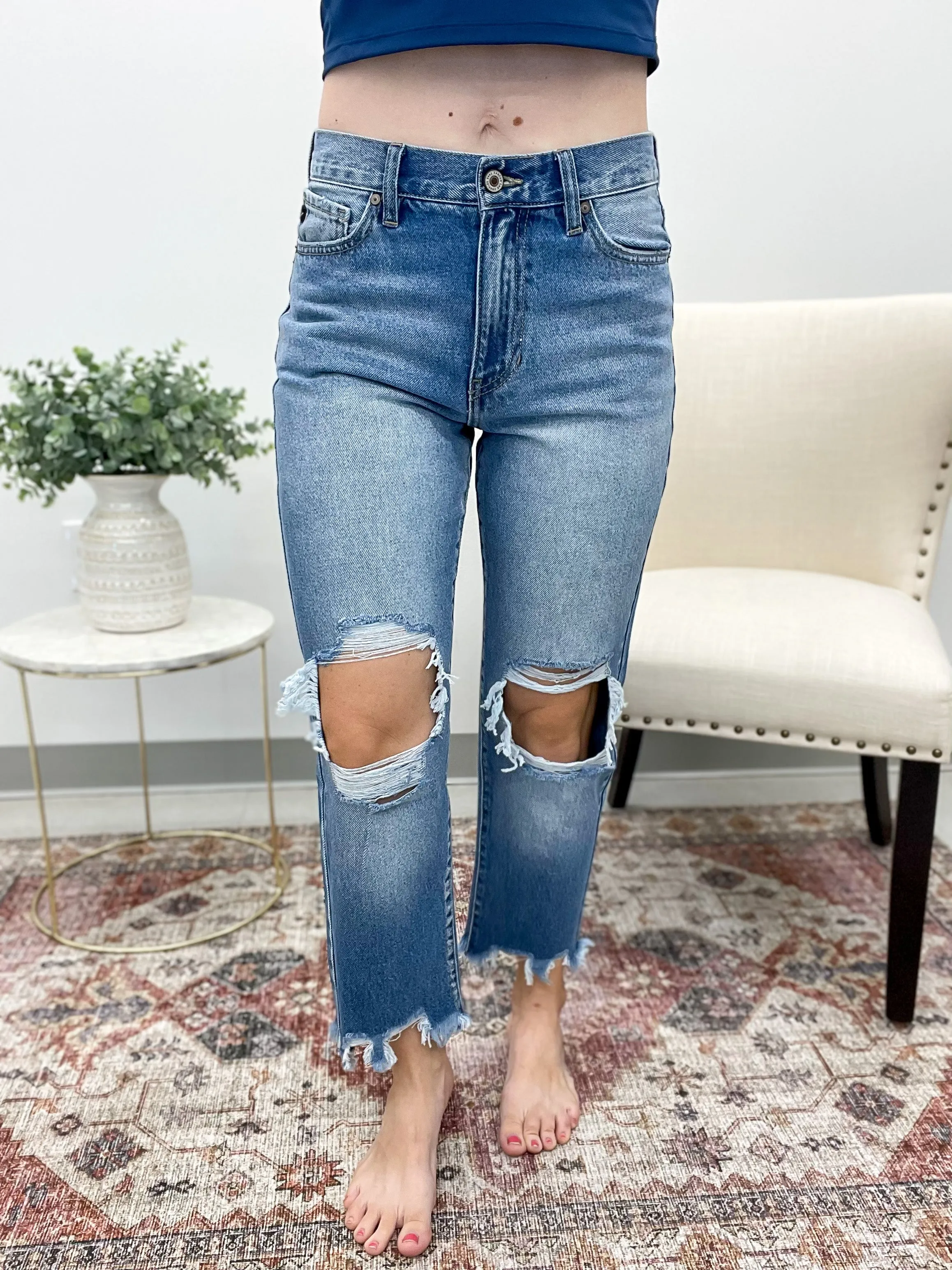The Ella High Rise Distressed Mom Denim 1, 3, 5, 11