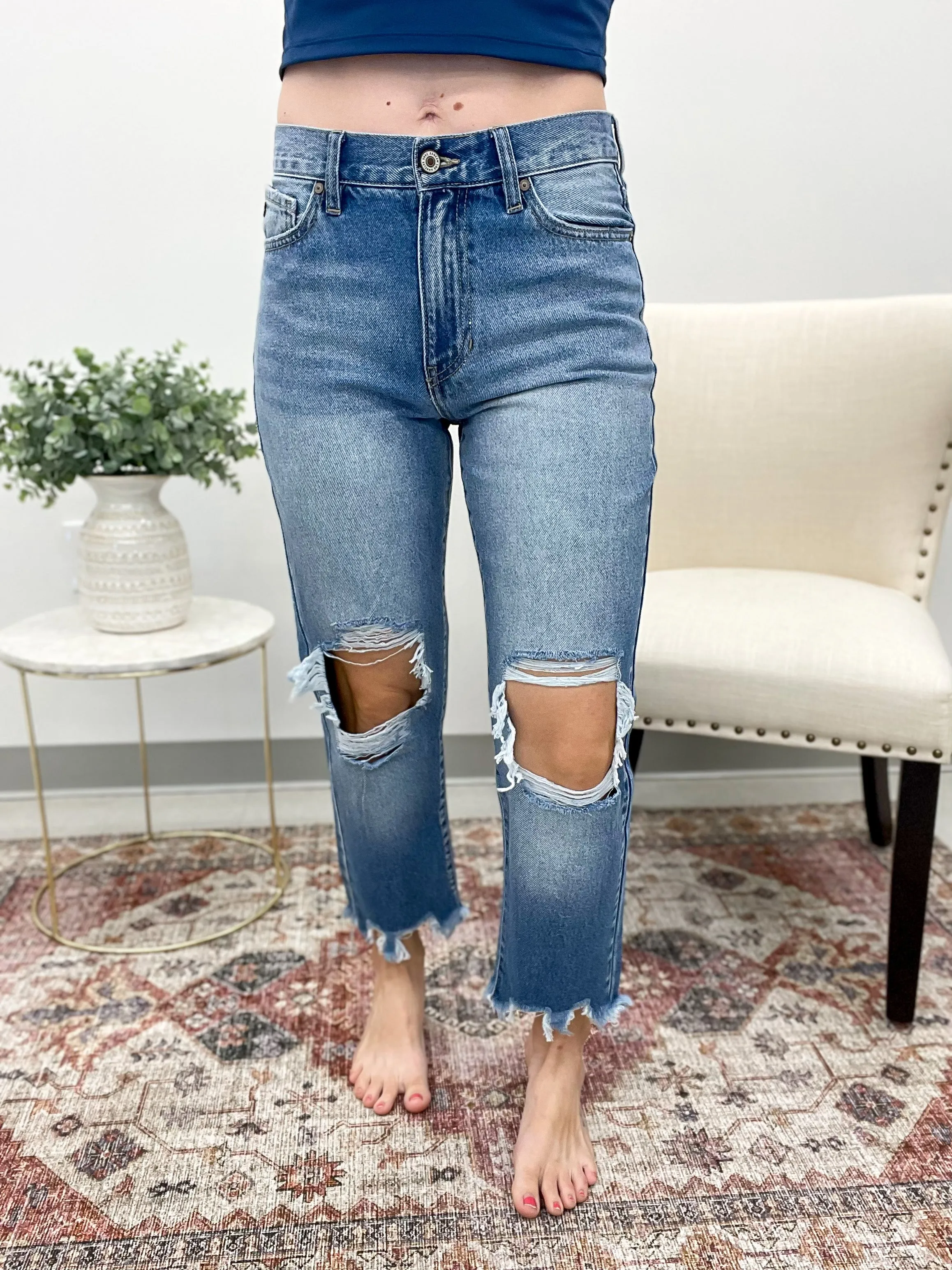 The Ella High Rise Distressed Mom Denim 1, 3, 5, 11