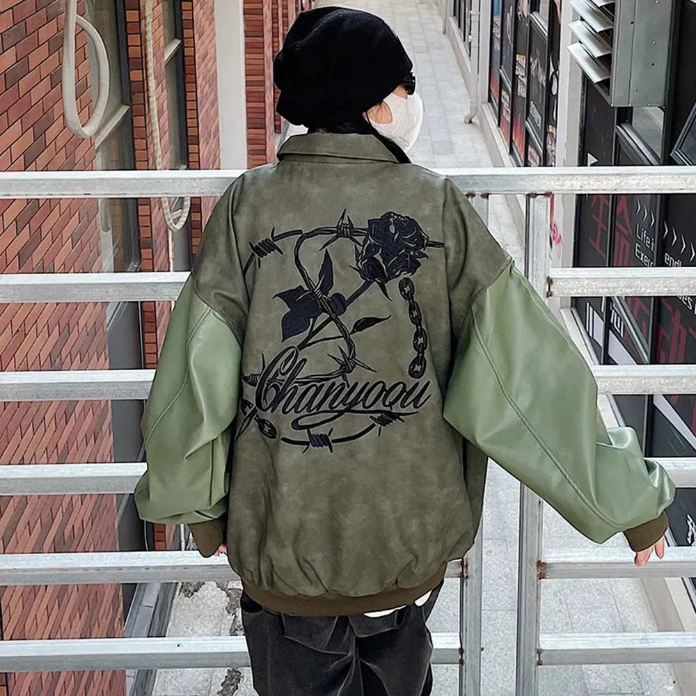 Unisex Jacket Autumn And Winter New Style Coat Fashion Suede Stitching Pu Leather Jacket All-Match Baseball Jacket Top
