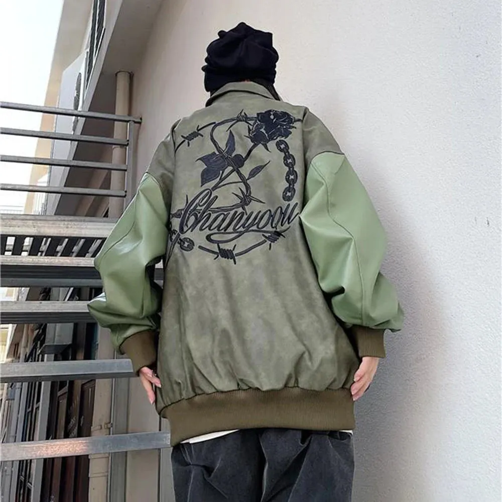 Unisex Jacket Autumn And Winter New Style Coat Fashion Suede Stitching Pu Leather Jacket All-Match Baseball Jacket Top