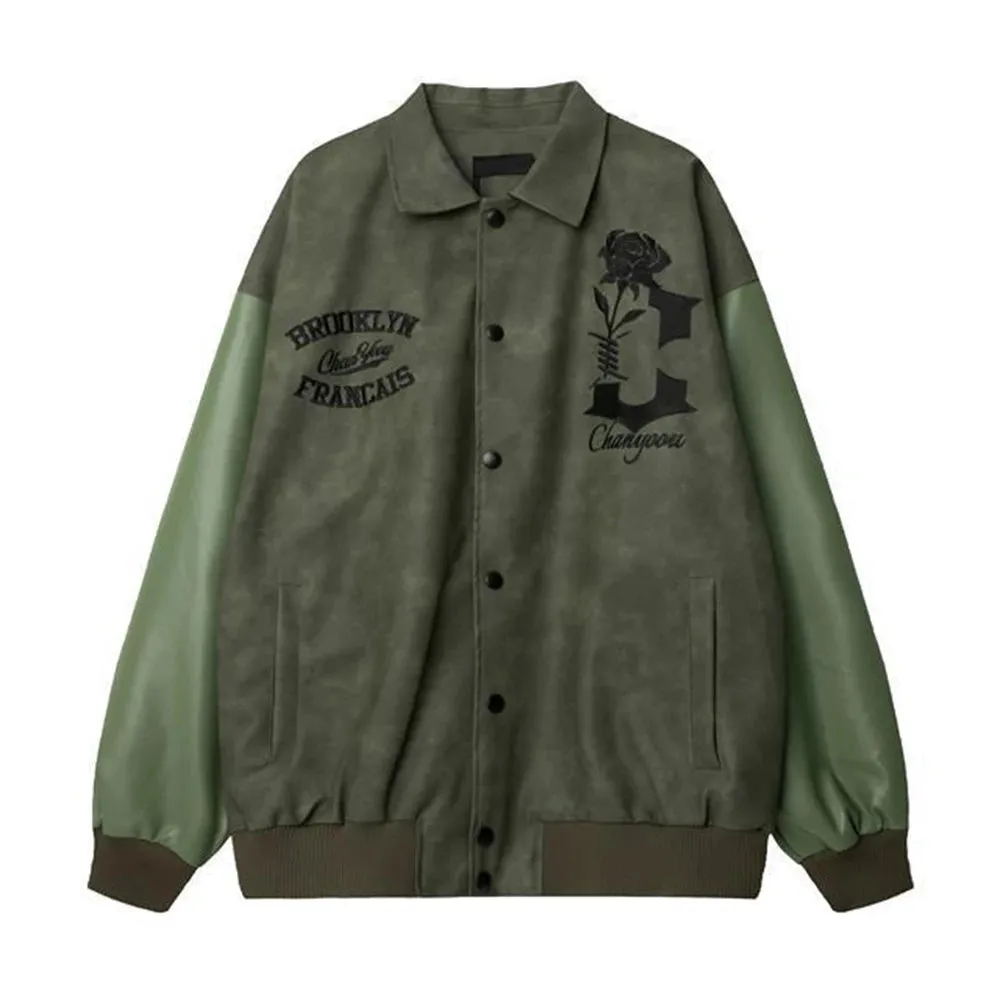 Unisex Jacket Autumn And Winter New Style Coat Fashion Suede Stitching Pu Leather Jacket All-Match Baseball Jacket Top