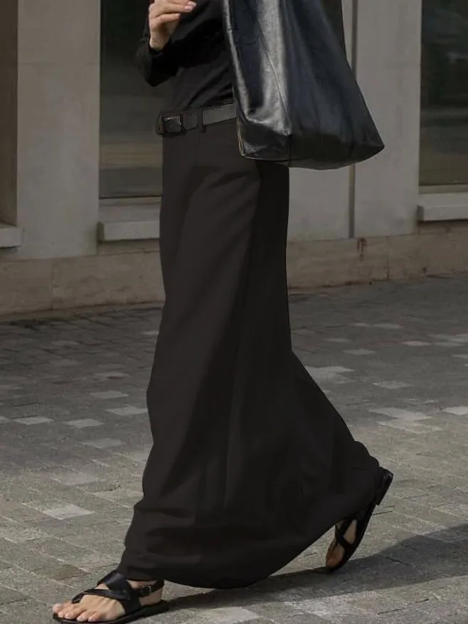 xakxx Stylish H-Line Solid Color Skirts Bottoms