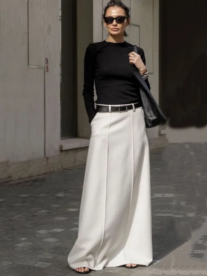 xakxx Stylish H-Line Solid Color Skirts Bottoms